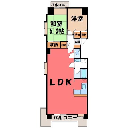 宇都宮駅 徒歩14分 2階の物件間取画像